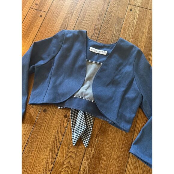 Rightful Owner Handmade Denim Bow Bolero Large L - Picture 1 of 6